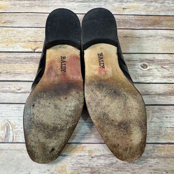 Bally Mens Black Leather Slip On Loafer Dress Shoes 10 N - Picture 7 of 10